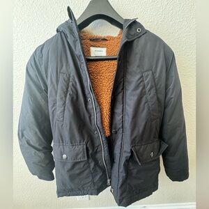 Old Navy Boys Black Puffer Jacket with Faux Fur Trim